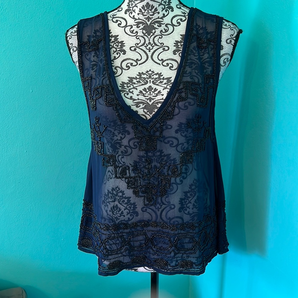 EUC Free People Beaded Blouse